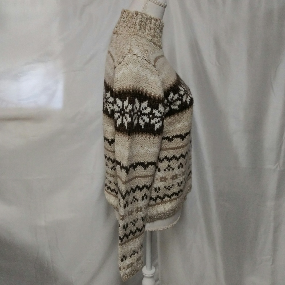 Sonoma Natural Marbled Wool Turtleneck Long Sleeve Pullover Fair Isle Sweater - Picture 3 of 8